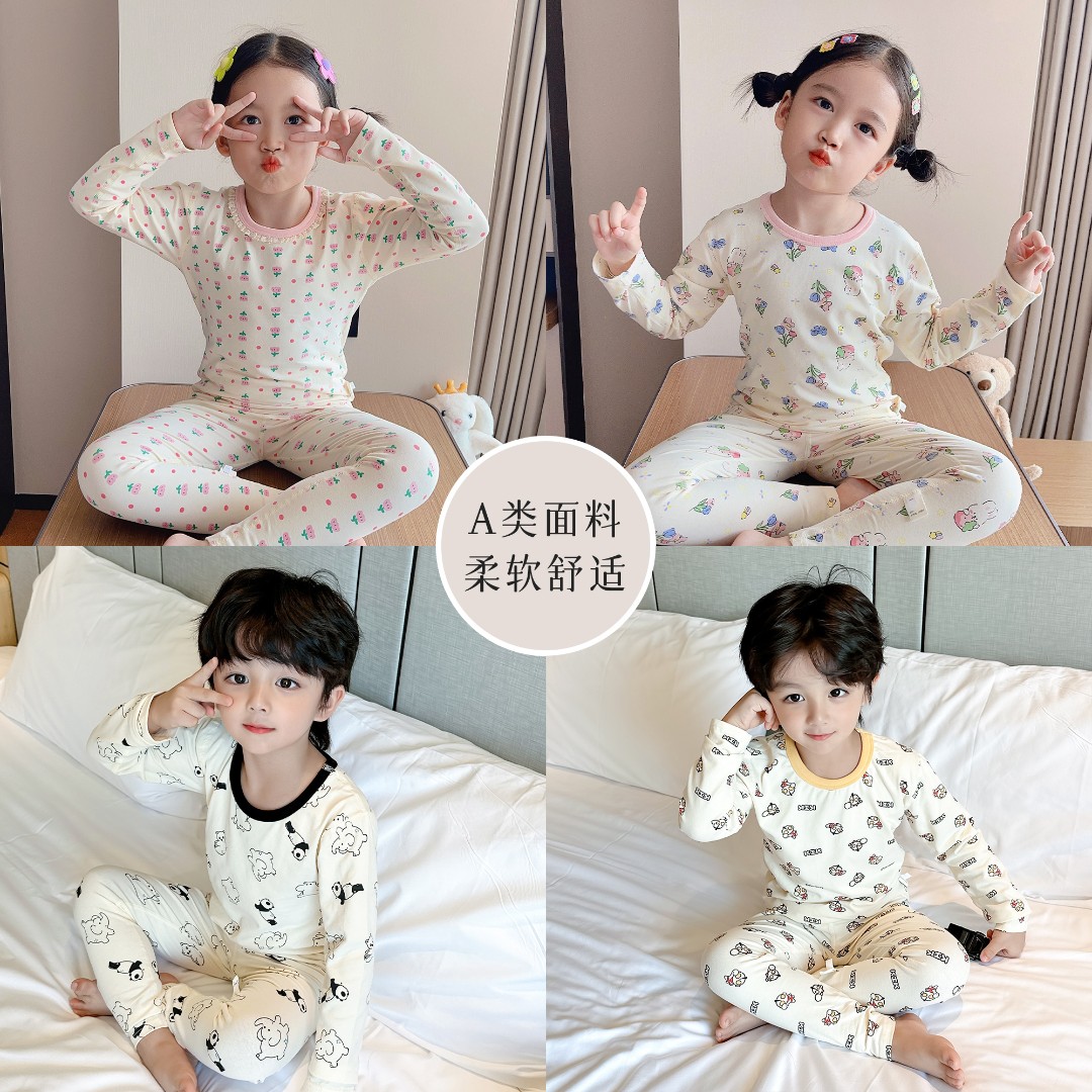 现货【A类无骨棉210g】儿童家居服套装男女童学生舒适打底秋衣秋裤商品图