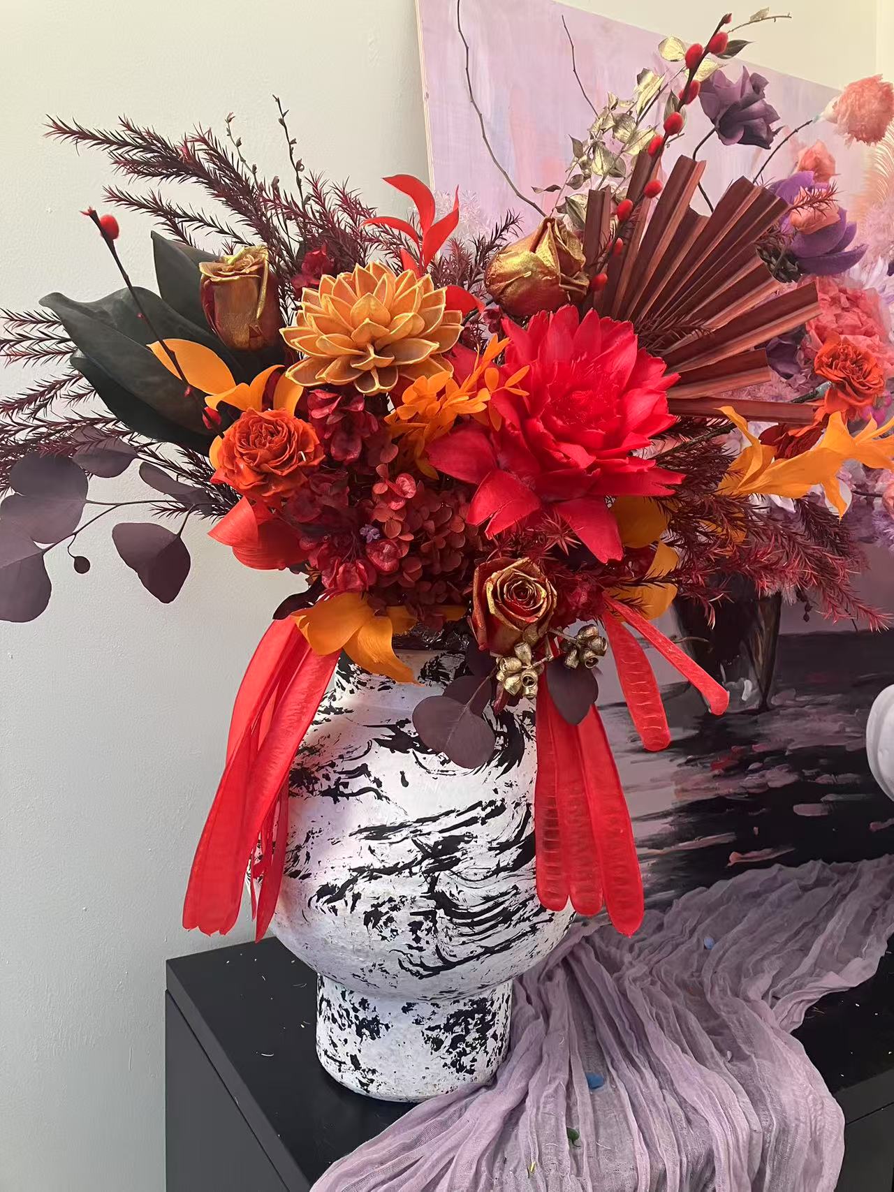 【鸿运当头】永生花摆件客厅摆件餐桌桌面花家居摆件套装