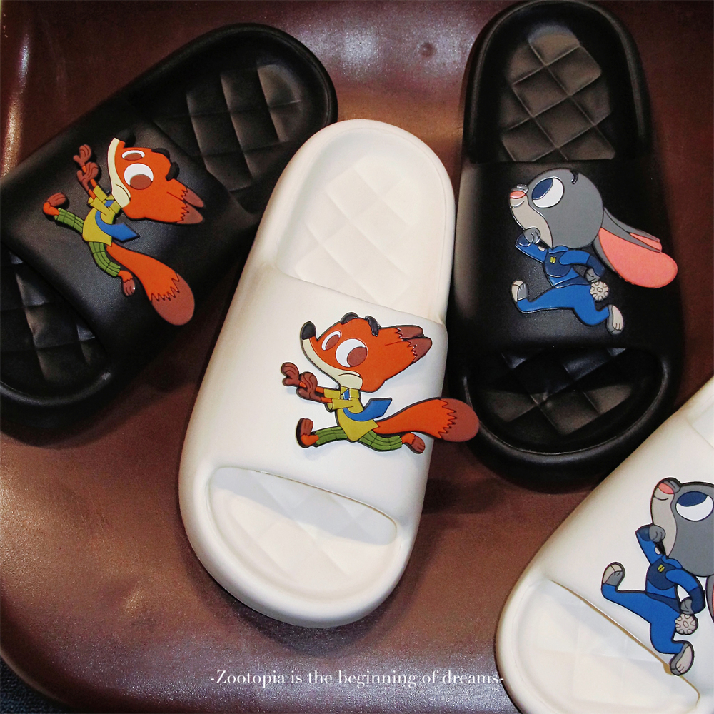 细细条 夏季可爱卡通朱迪尼克凉拖居家浴室情侣软底防滑拖鞋男女