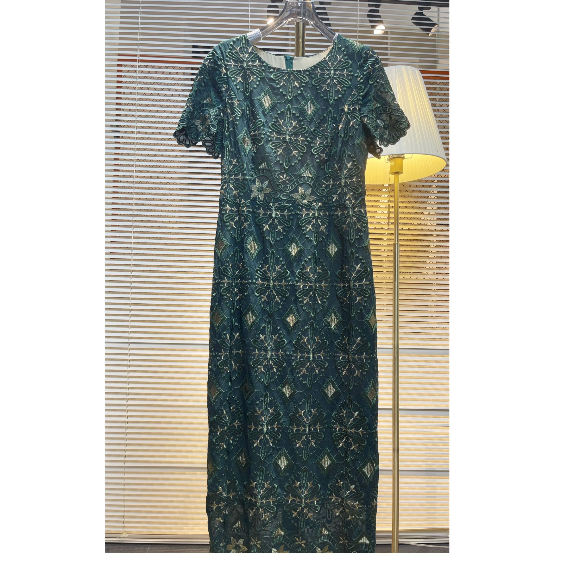 设计师定制款复古奢华刺绣H一步裙长款连衣裙