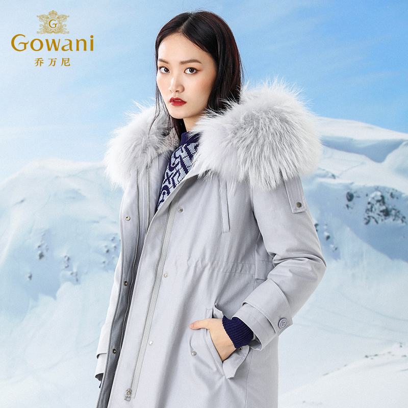 乔万尼商场新款冬反季皮衣皮草皮毛一体外套派克服大衣EB4N156