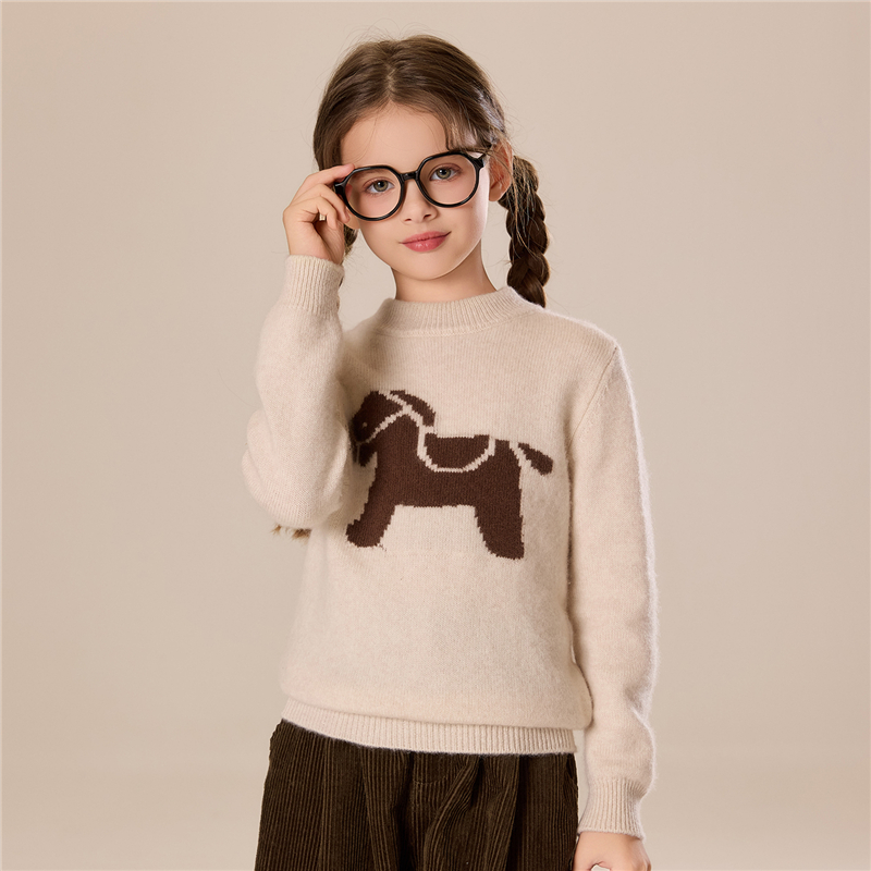 【羊绒*加厚】半高领儿童羊绒衫双股加厚长袖纯色宽松百搭保暖冬季