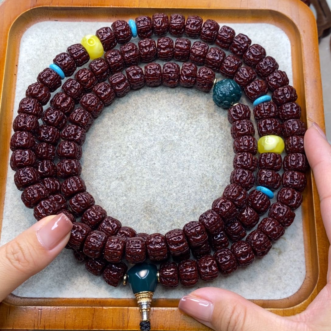 金刚菩提吊坠黑金玉华108 12