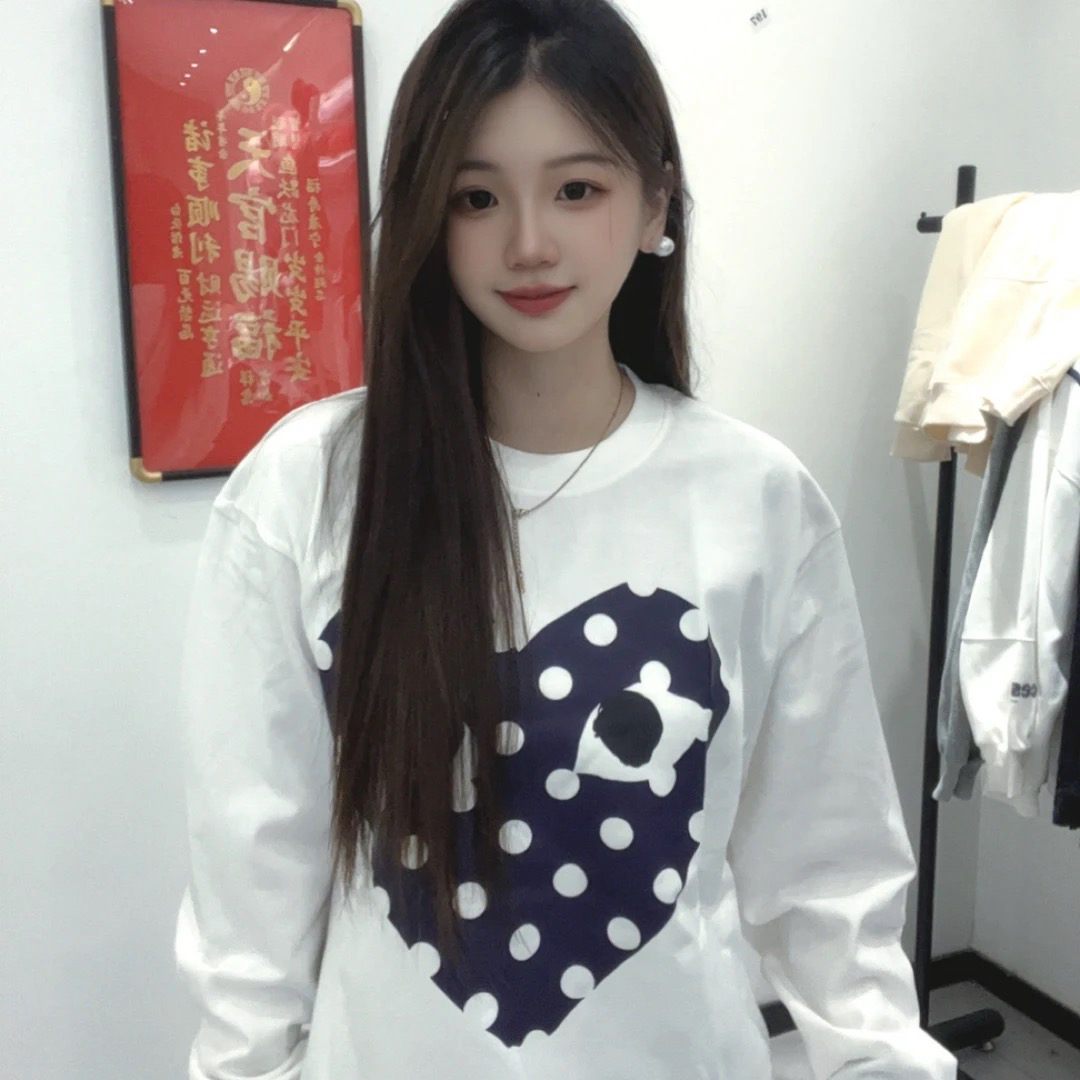 GTA潮牌买手 爱心波点家长袖男女同款百搭好看情侣装闺蜜装