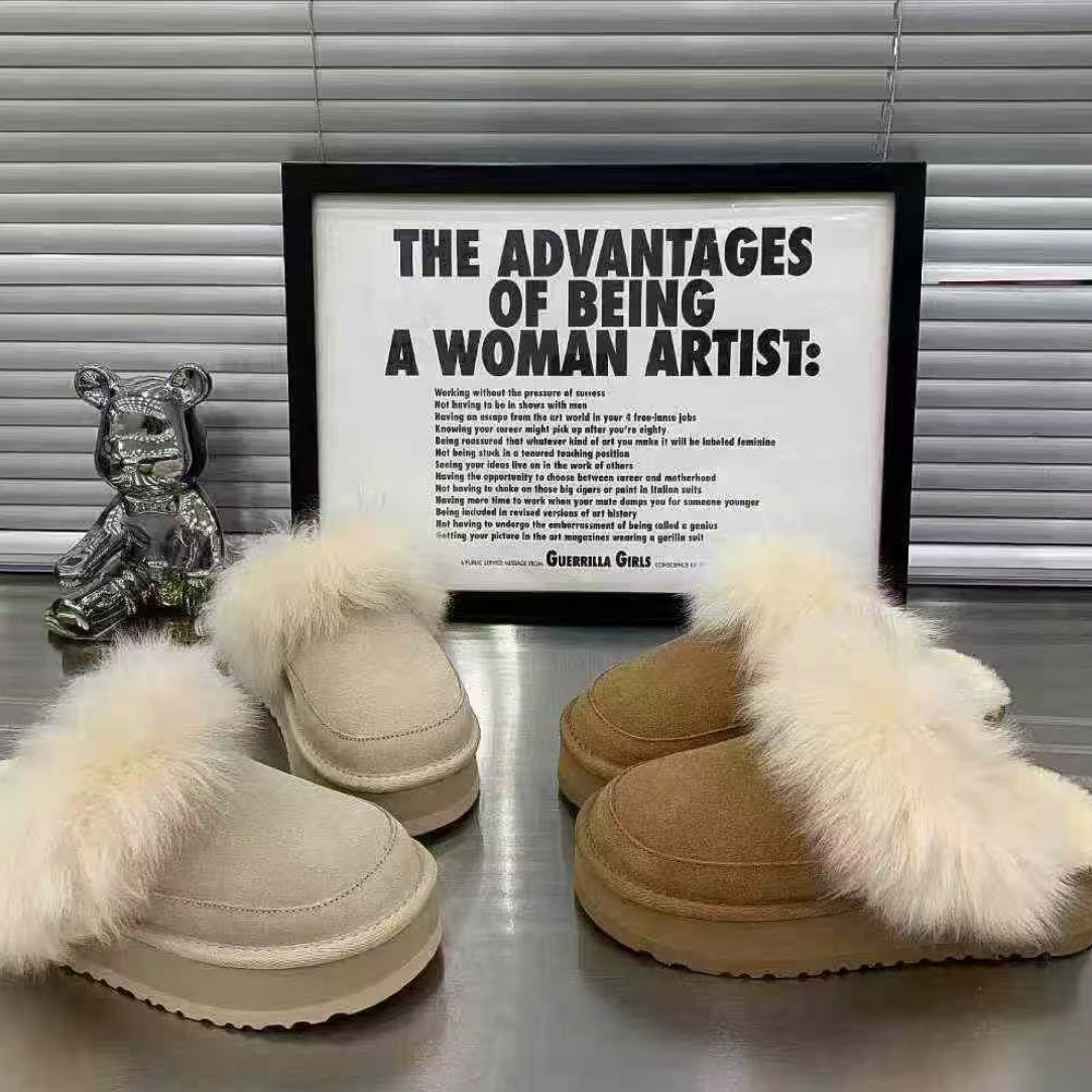 冬季长毛款包头拖厚底舒适日常休闲毛毛拖鞋女