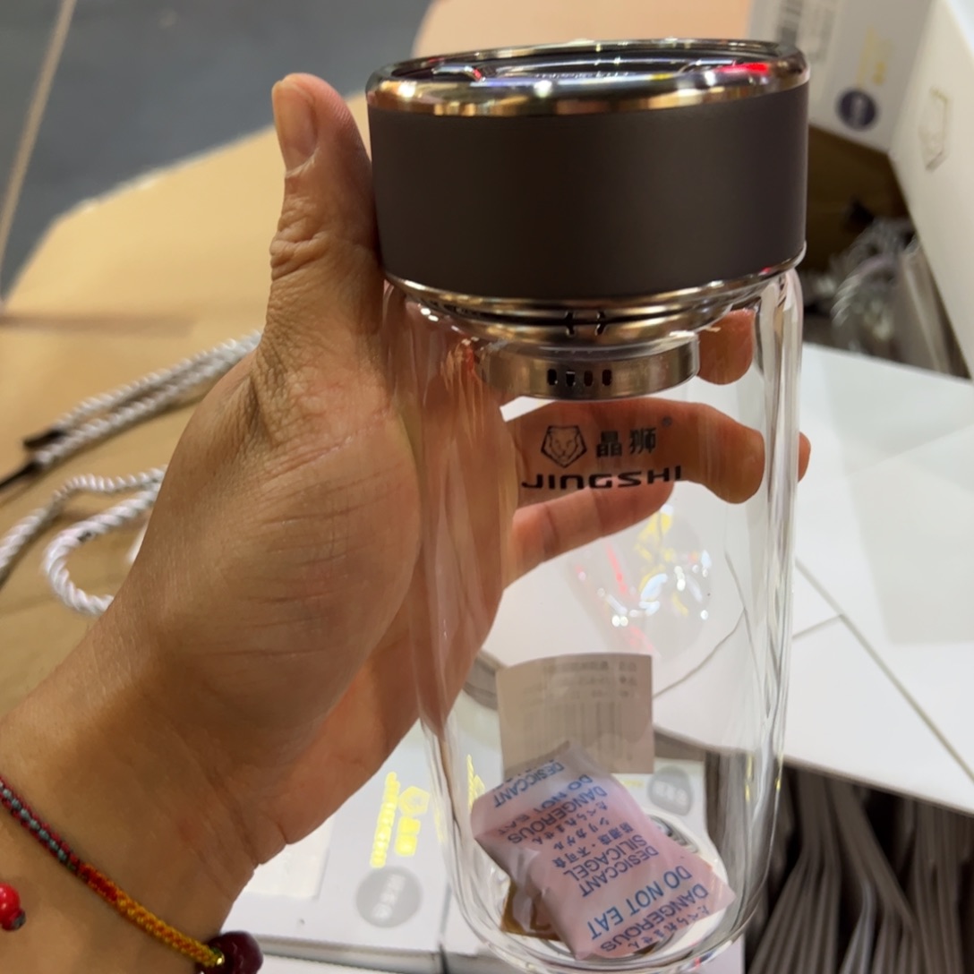晶石单层烫手玻璃杯380灰色提环灰色玻璃杯