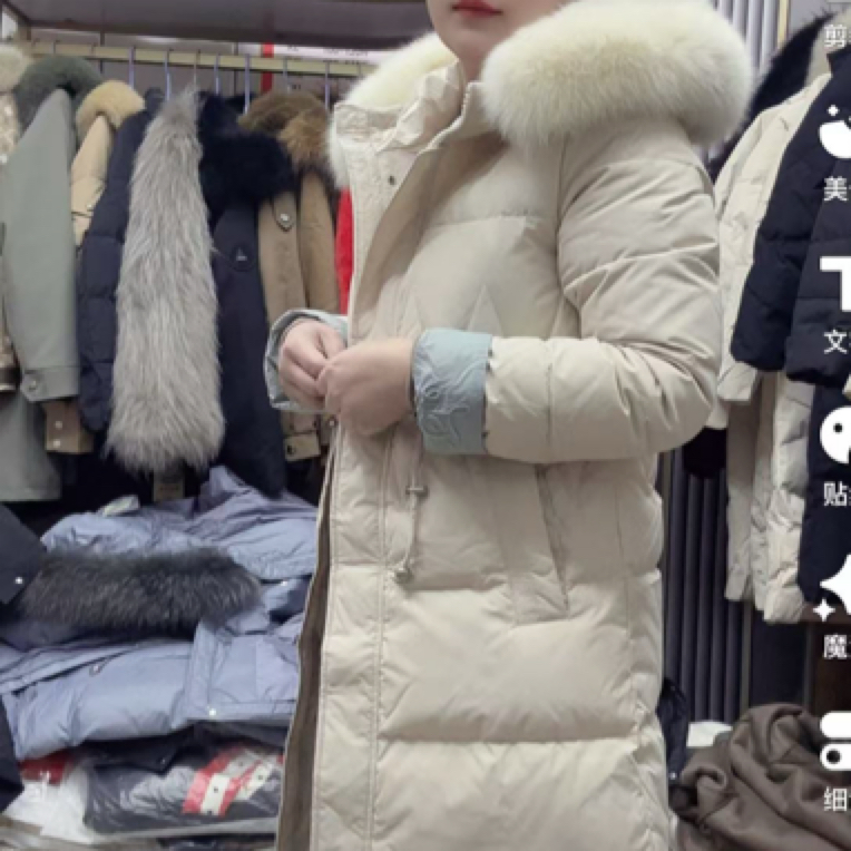 中长款女装保暖外套发带真毛领狐狸毛貉子毛