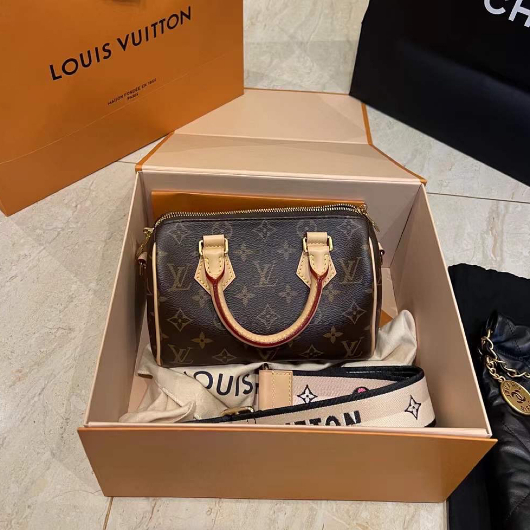 99新 LouisVuitton/路易威登 芯片款speedy20手提枕头包