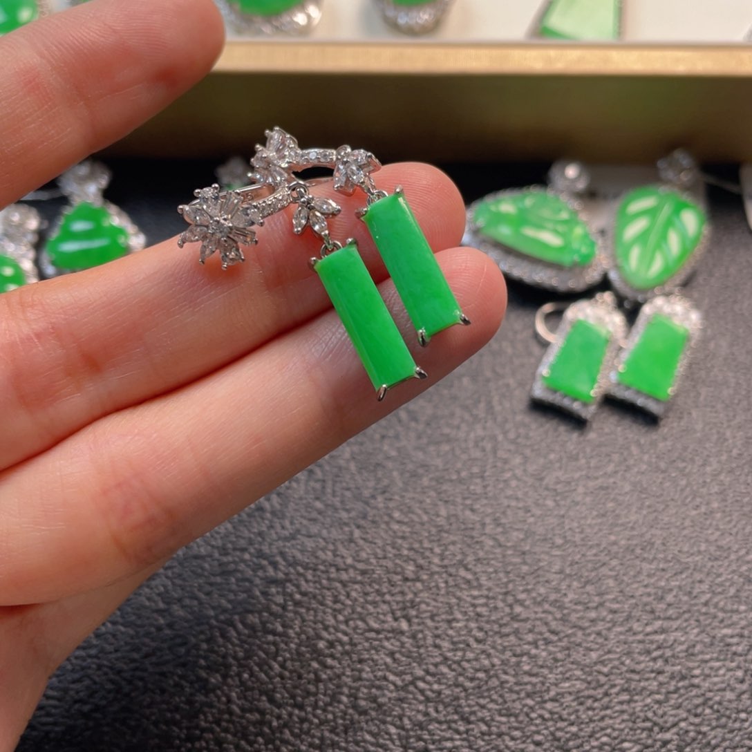 翡翠银S925镶嵌吊坠(不含链)耳坠