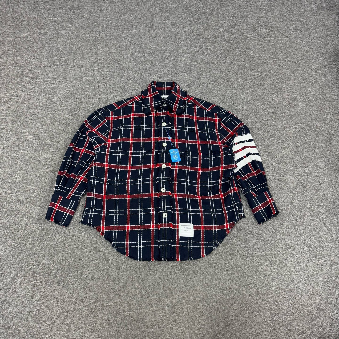 99新 THOMBROWNE Thom Browne tb 四条纹 格纹外套 99新 38码