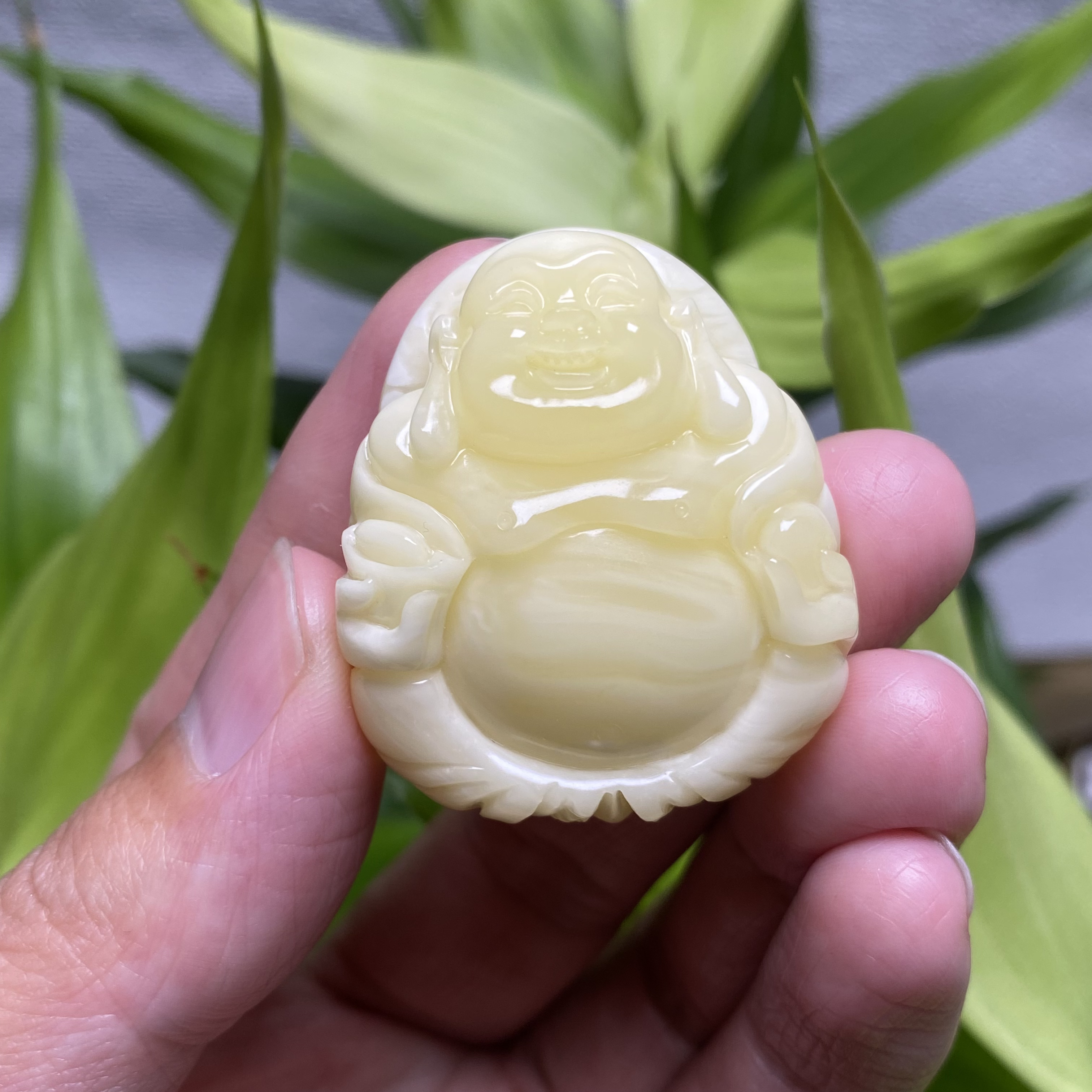 白蜡弥勒佛吊坠（基地质检带证书）