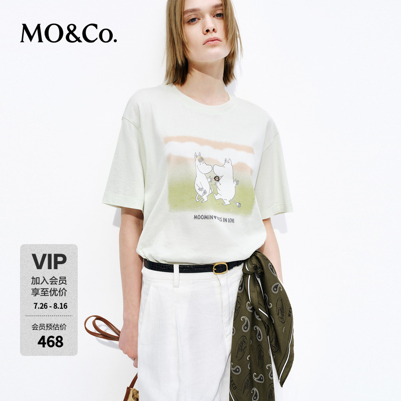 【姆明联名】MOCO短袖T恤2026夏新品新疆棉闪粉印花MBF2TEE006