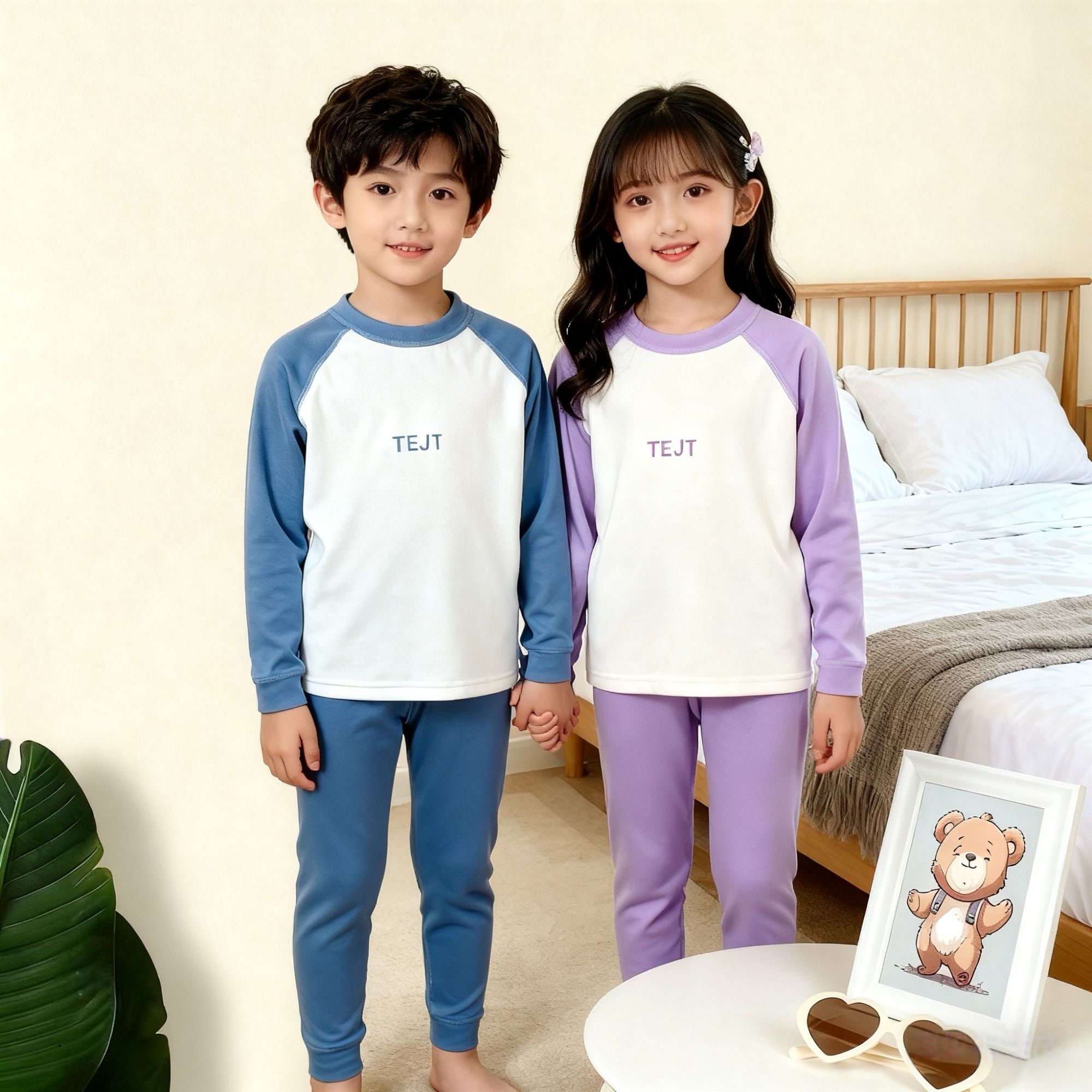 儿童男女款保暖德绒居家保暖女童秋裤打底秋衣秋裤内衣套装