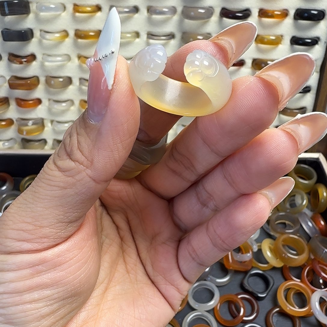 玛瑙/玉髓戒圈未镶嵌15圈福利