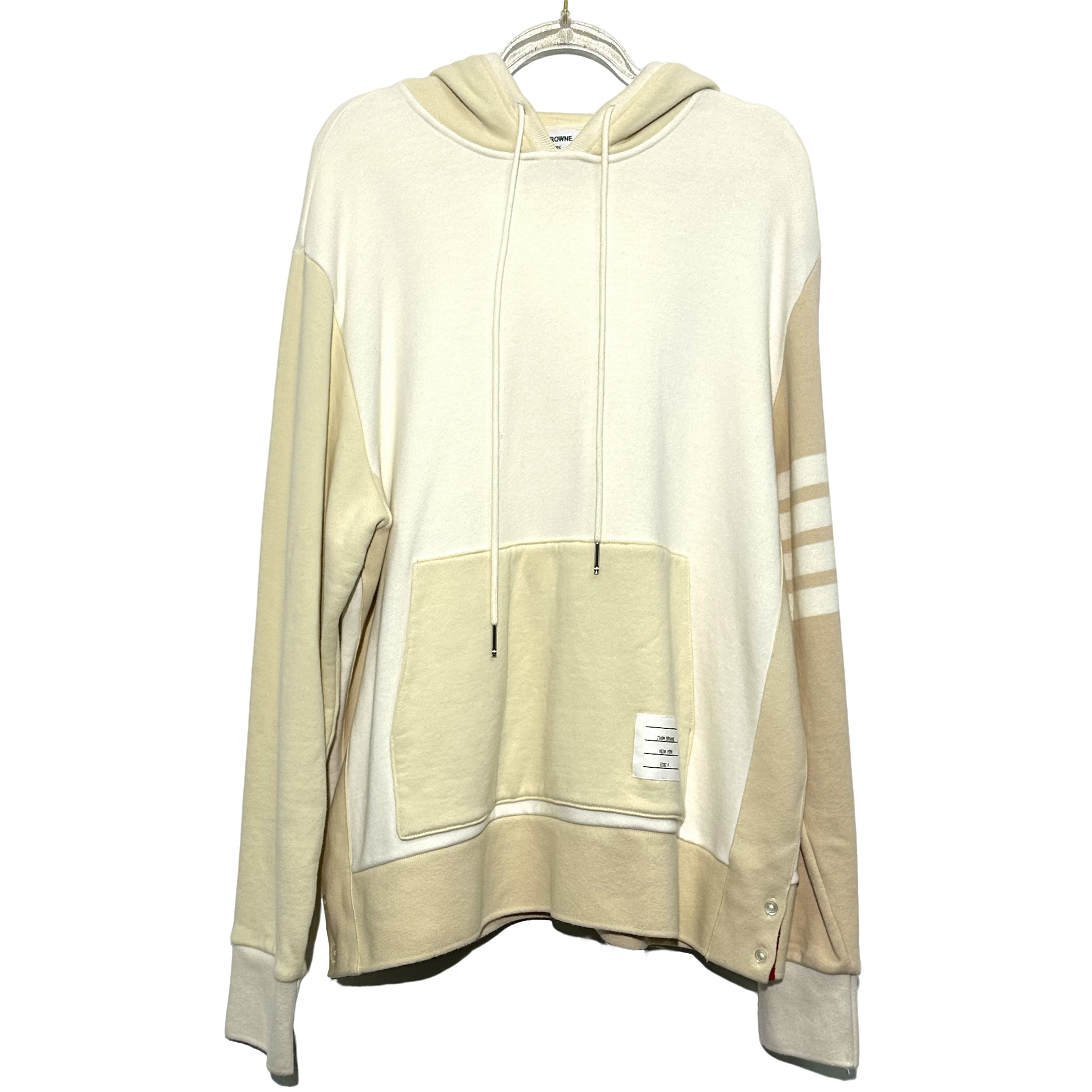 99新 THOMBROWNE 4码 经典条纹米色卫衣 W290