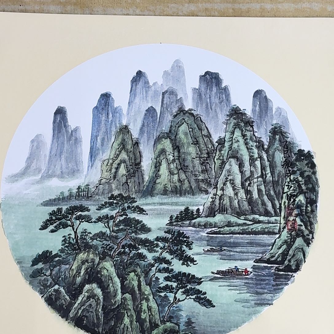 国画卡纸50山水斗方