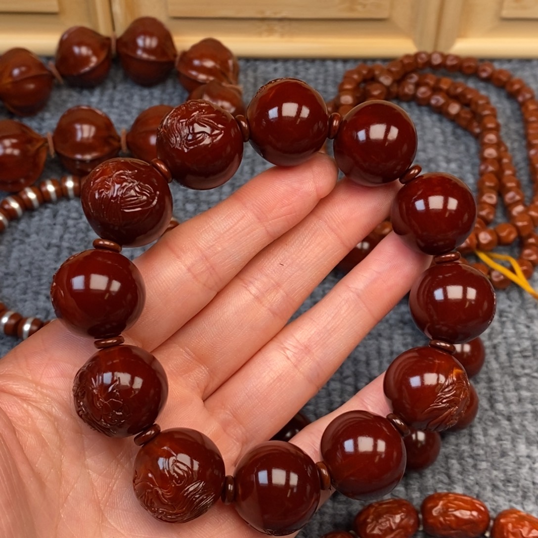 江***東手串/手链橄榄核光柱关公