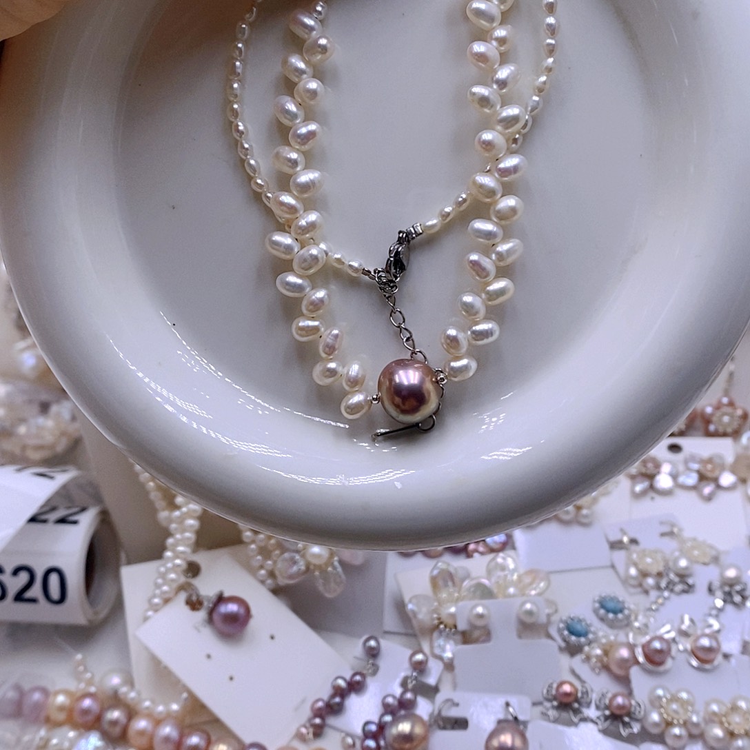 薄***夏淡水珍珠耳饰银S925镶嵌