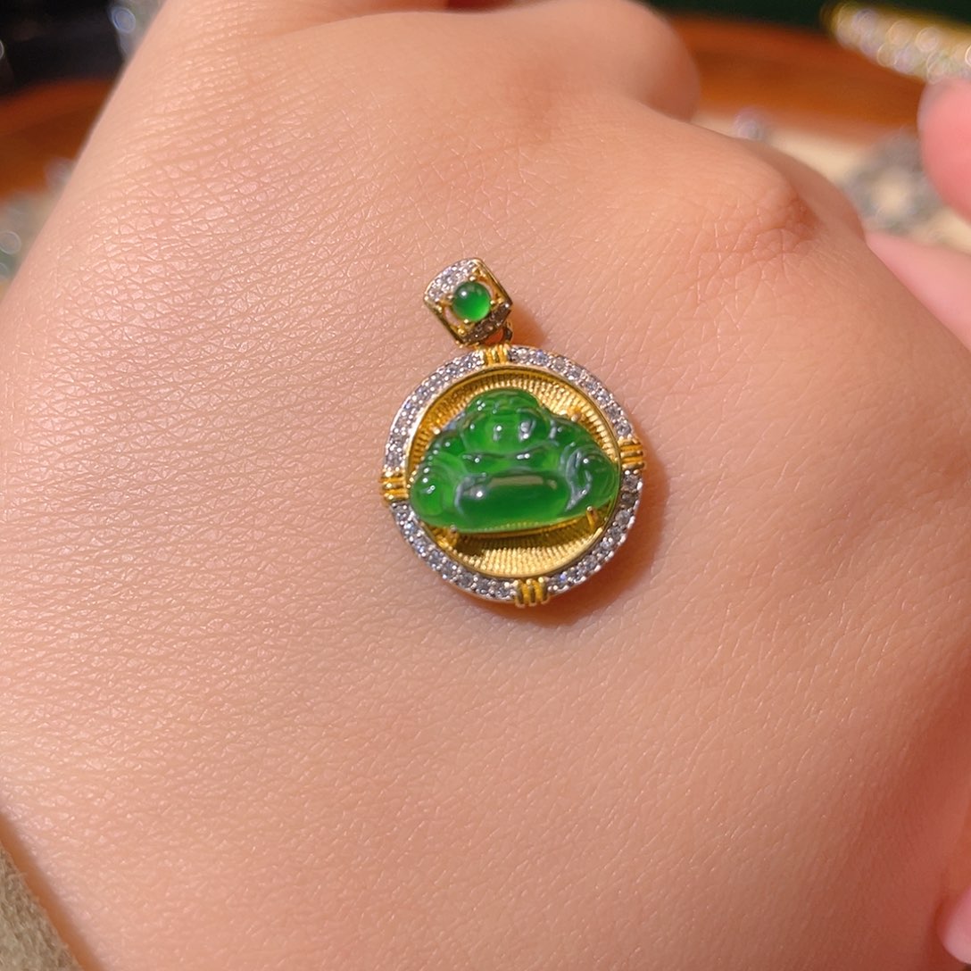 翡翠吊坠(不含链)银S925镶嵌