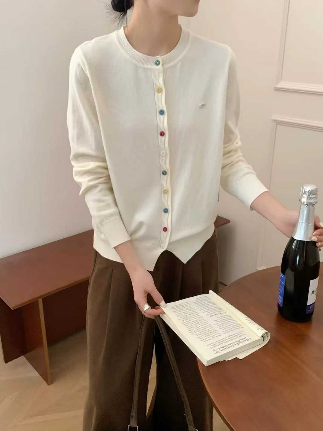 【七彩糖果】减龄彩色扣套头开衫两穿针织毛衣休闲气质
