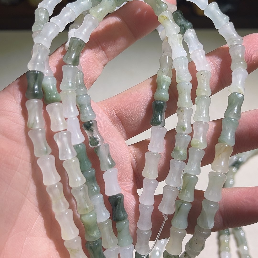 玛瑙/玉髓合金珠宝半成品天山玉竹翠*2