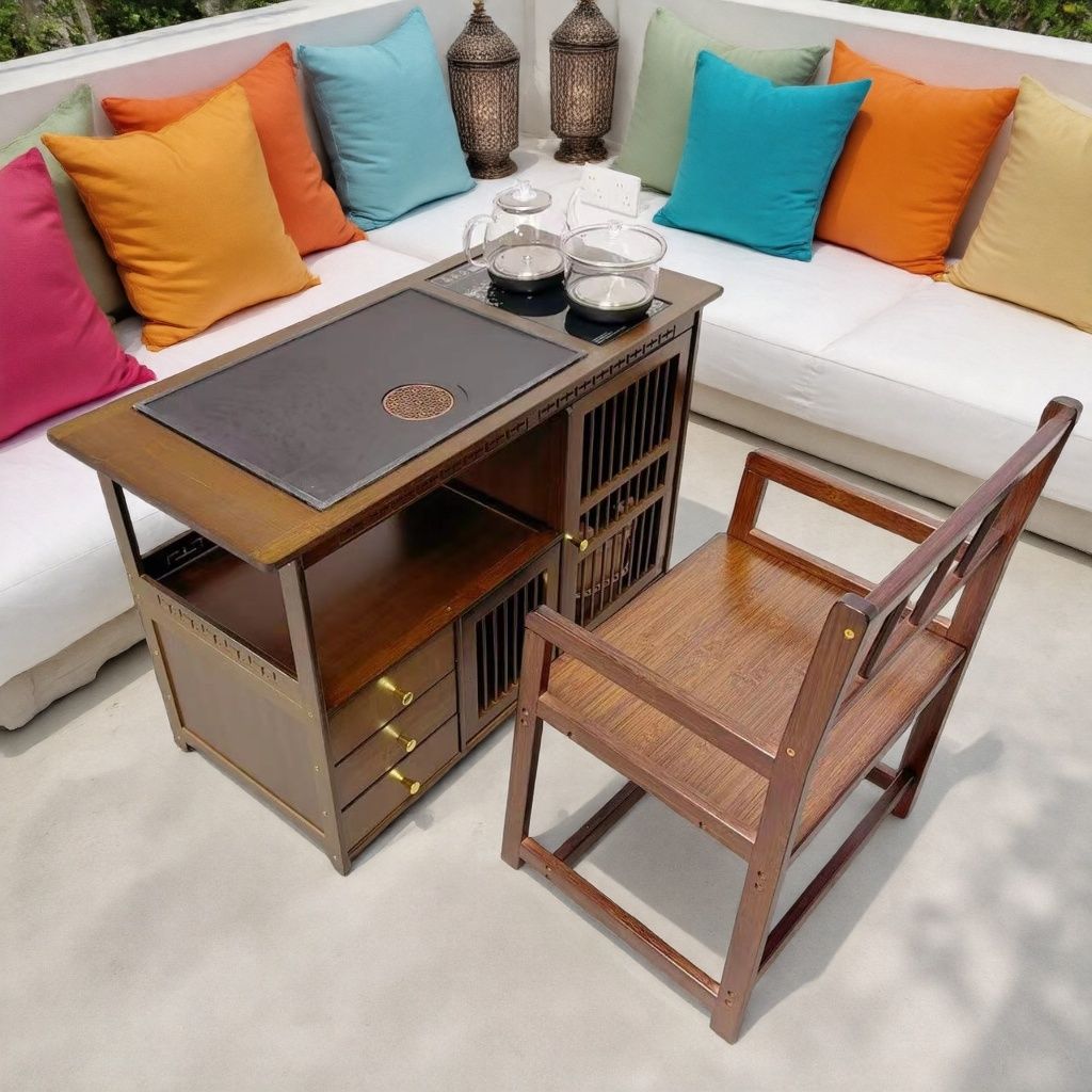 新中式可移动楠竹家茶水车中国风茶几茶边柜置物架烧水客厅泡茶桌