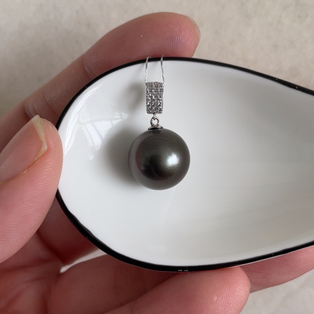 海水珍珠吊坠(不含链)18K金镶嵌12-13m m