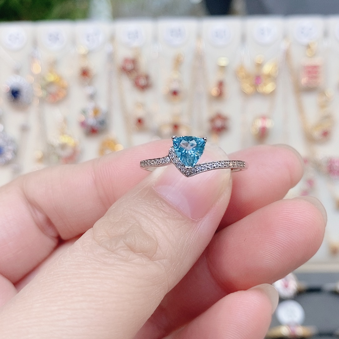 磷灰石戒指银S925镶嵌