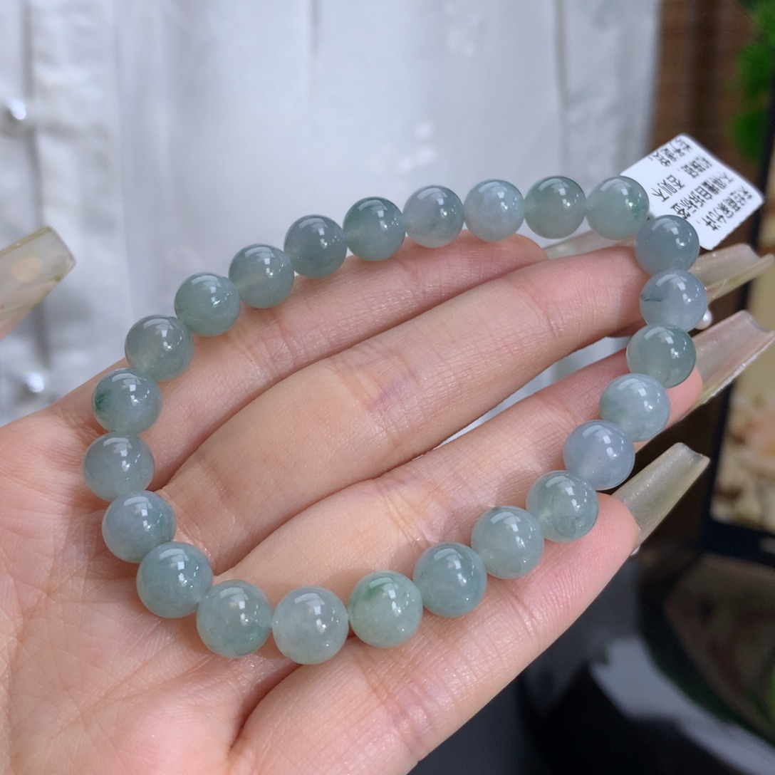 翡翠手链未镶嵌卡7.8蓝晴飘花