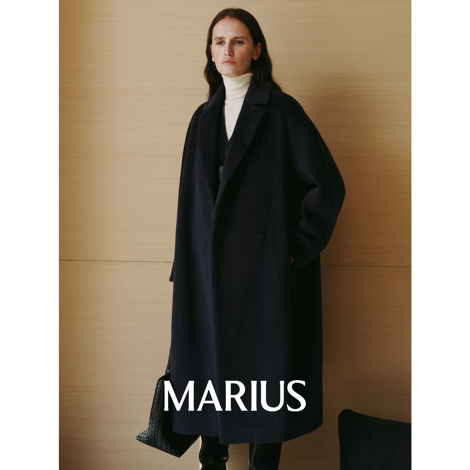 MARIUS"机场大衣"意大利PIACENZA羊毛低调微茧型翻领长大衣