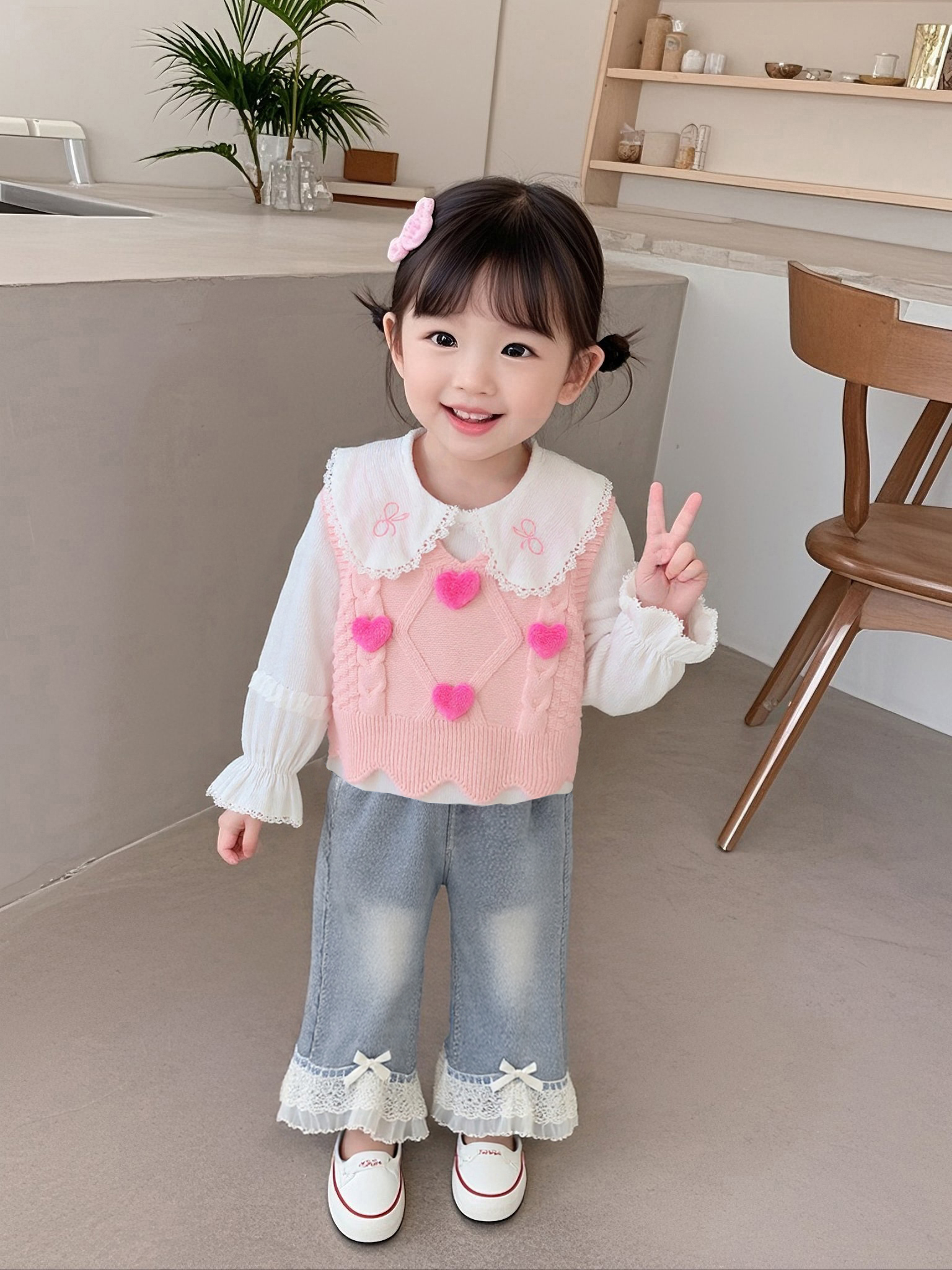 2025秋季外穿牛仔女童韩版小童女套装卡通动漫休闲风