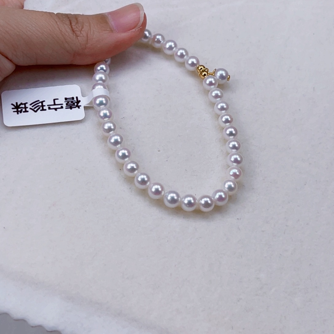 银S925镶嵌手绳淡水珍珠5-6天然淡水珍珠手链 