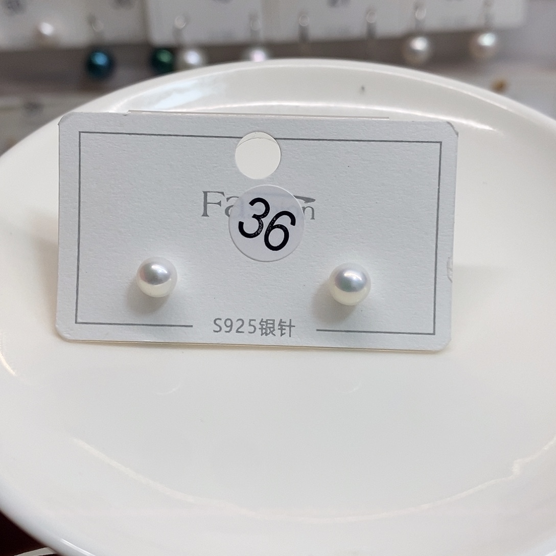 银S925镶嵌淡水珍珠耳饰