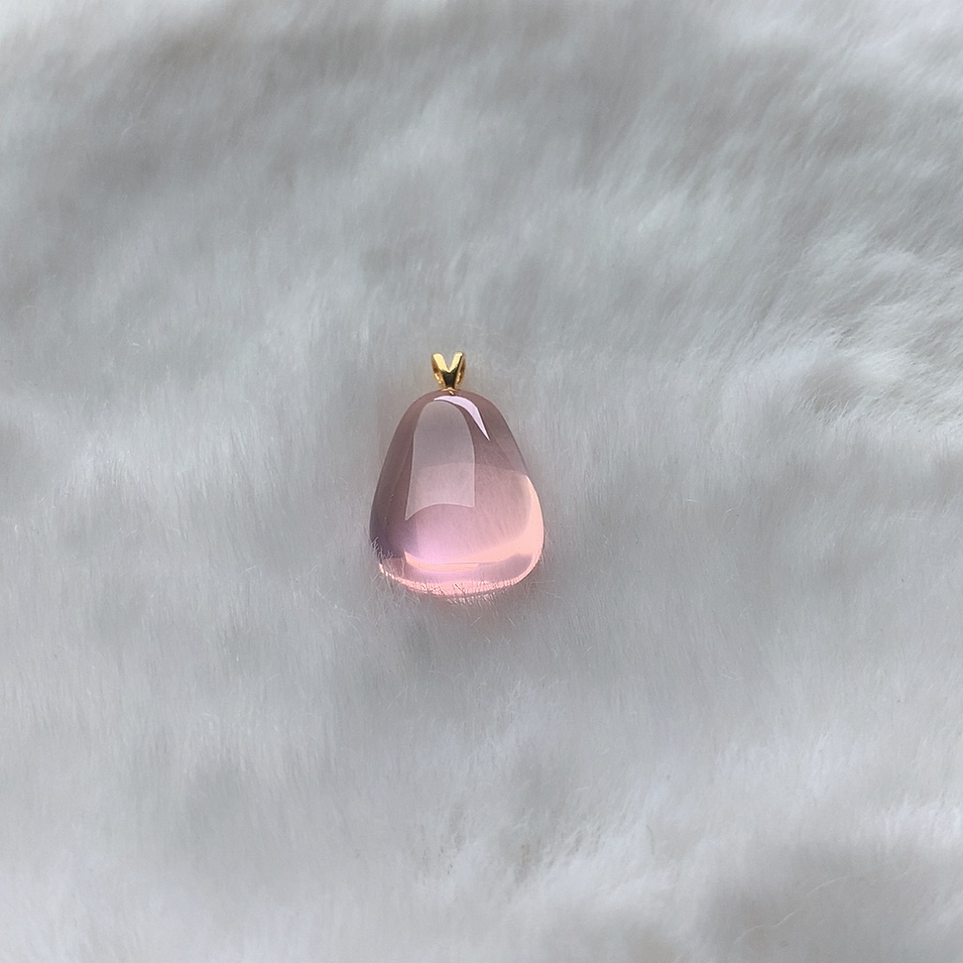 银S925镶嵌吊坠(不含链)水晶冰橘粉