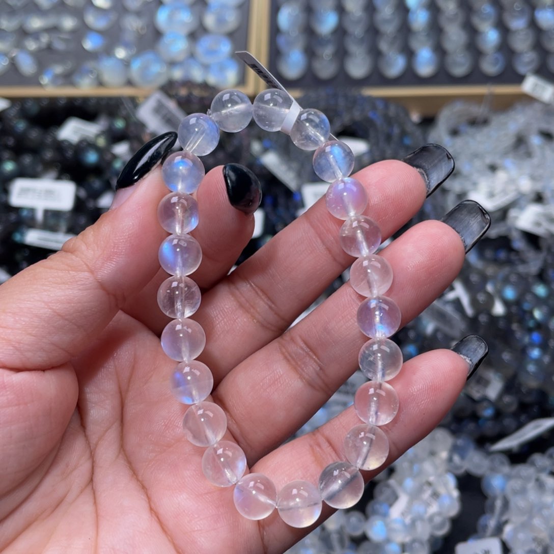 月光石手链未镶嵌智****头蓝月光手链8mm+