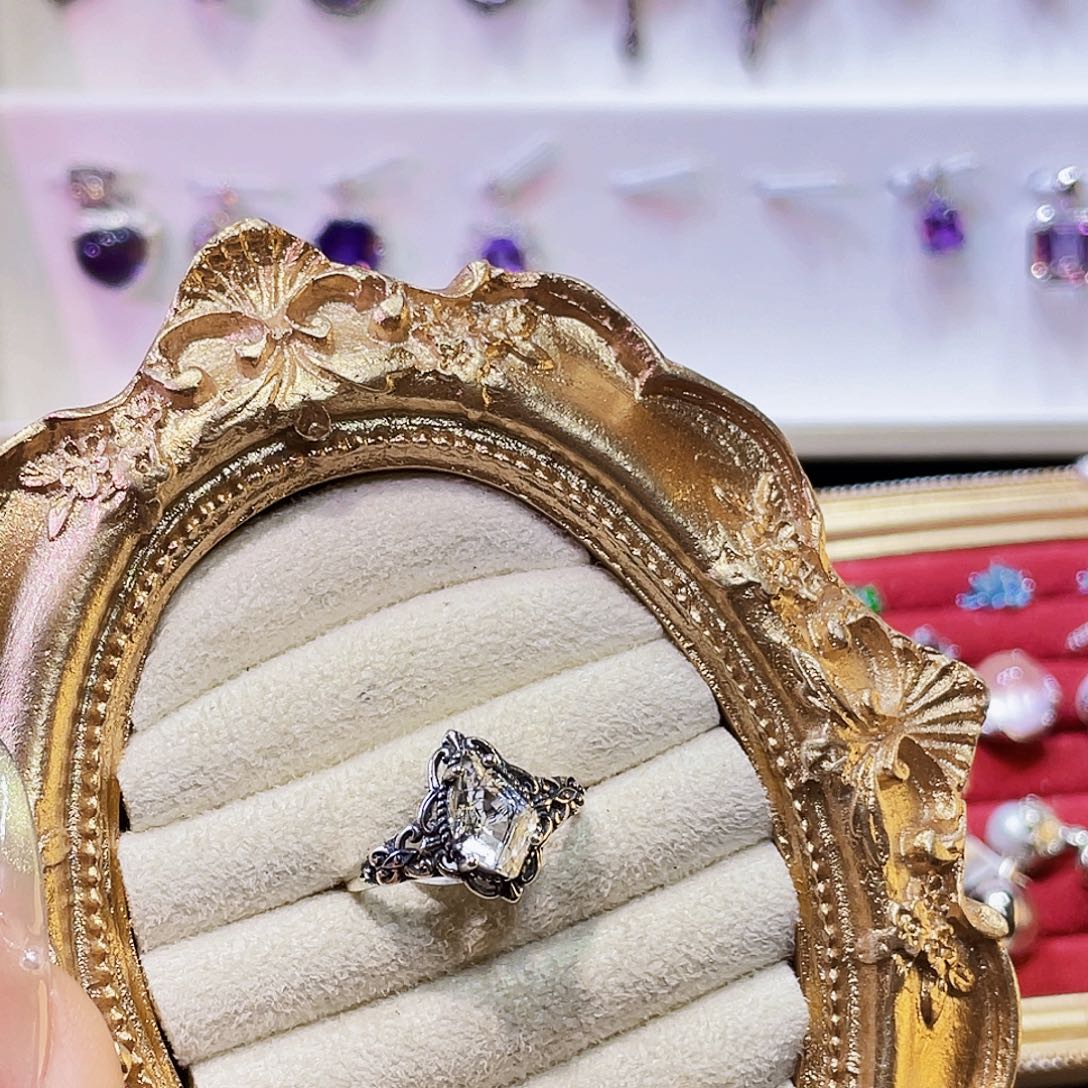 H***_925银黑发蕾丝银戒