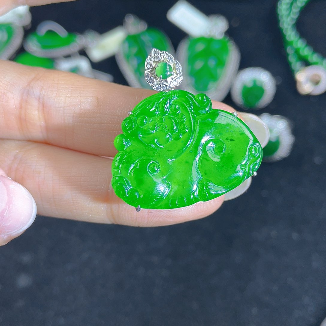 翡翠吊坠(不含链)银S925镶嵌