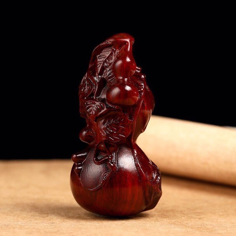 紫檀木雕刻葫芦手把件福禄随身盘玩多子多福汽车挂件家居饰品