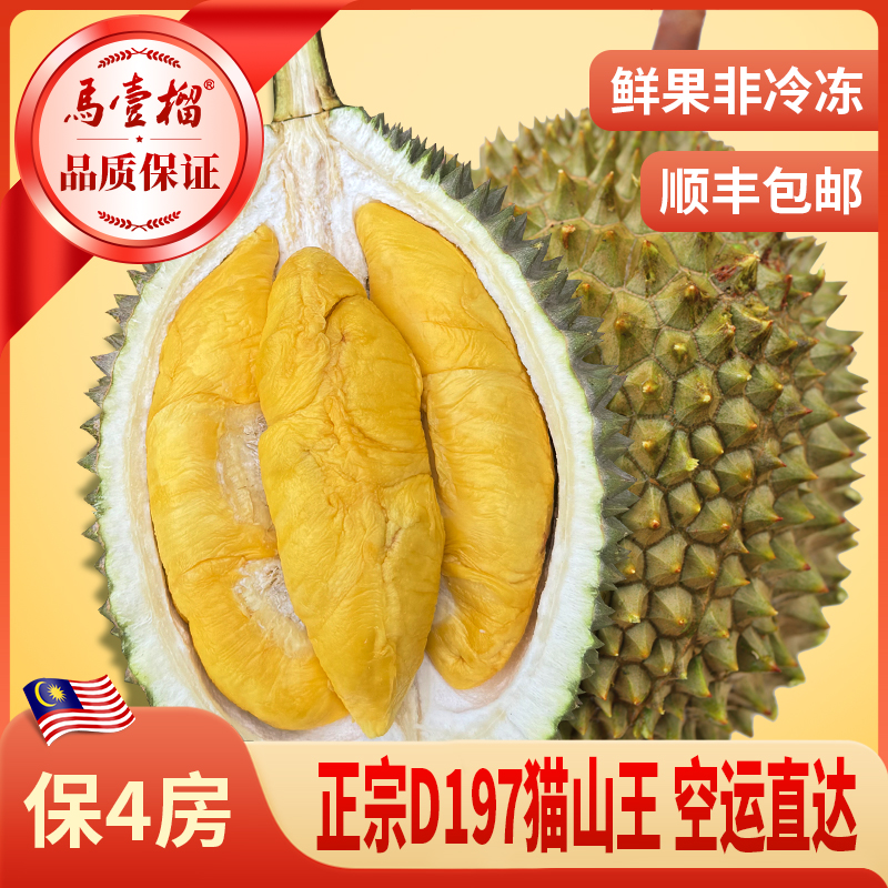 馬壹榴鲜果D197猫山王榴莲马来西亚保四房水果树上全熟顺丰空运