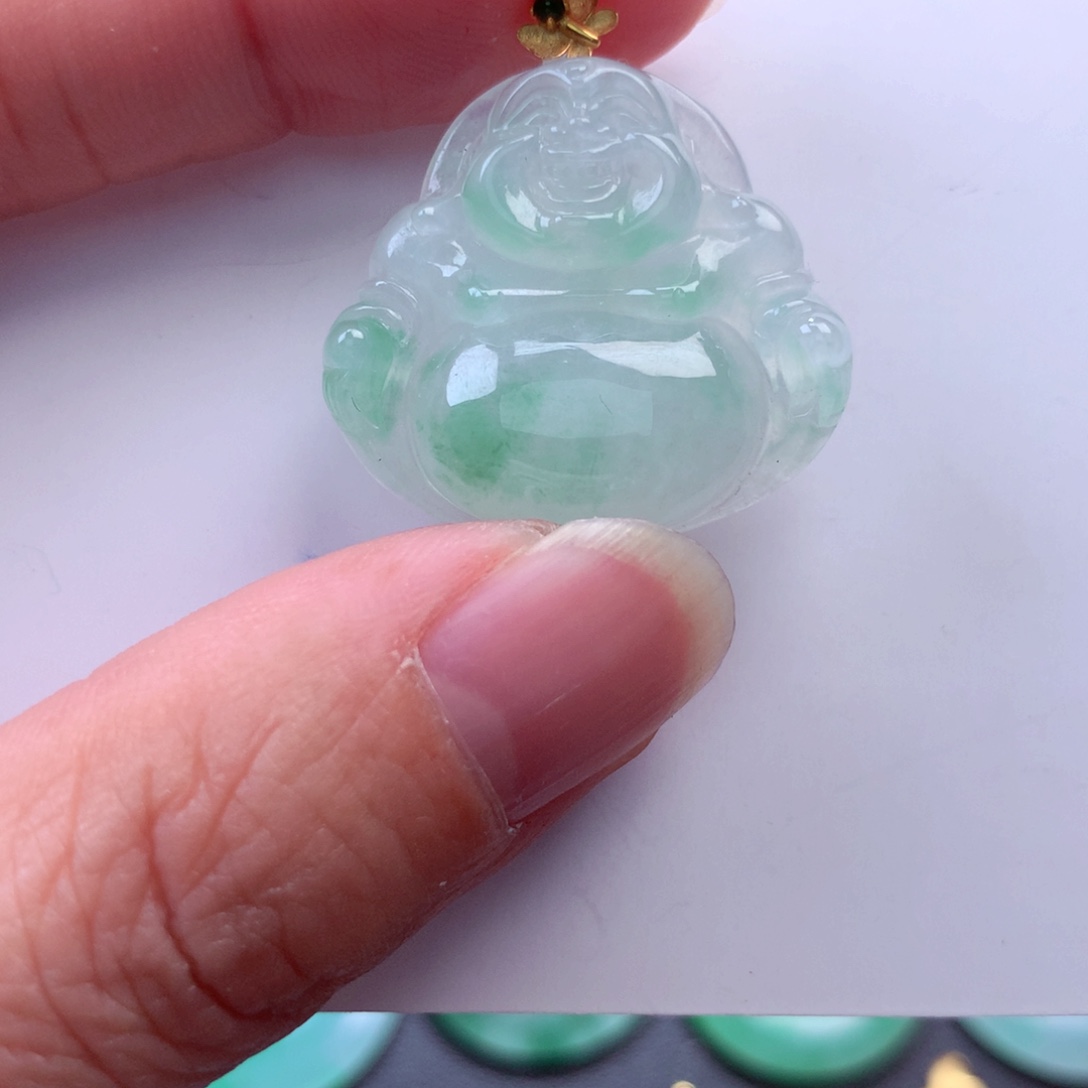 翡翠吊坠(不含链)18K金镶嵌