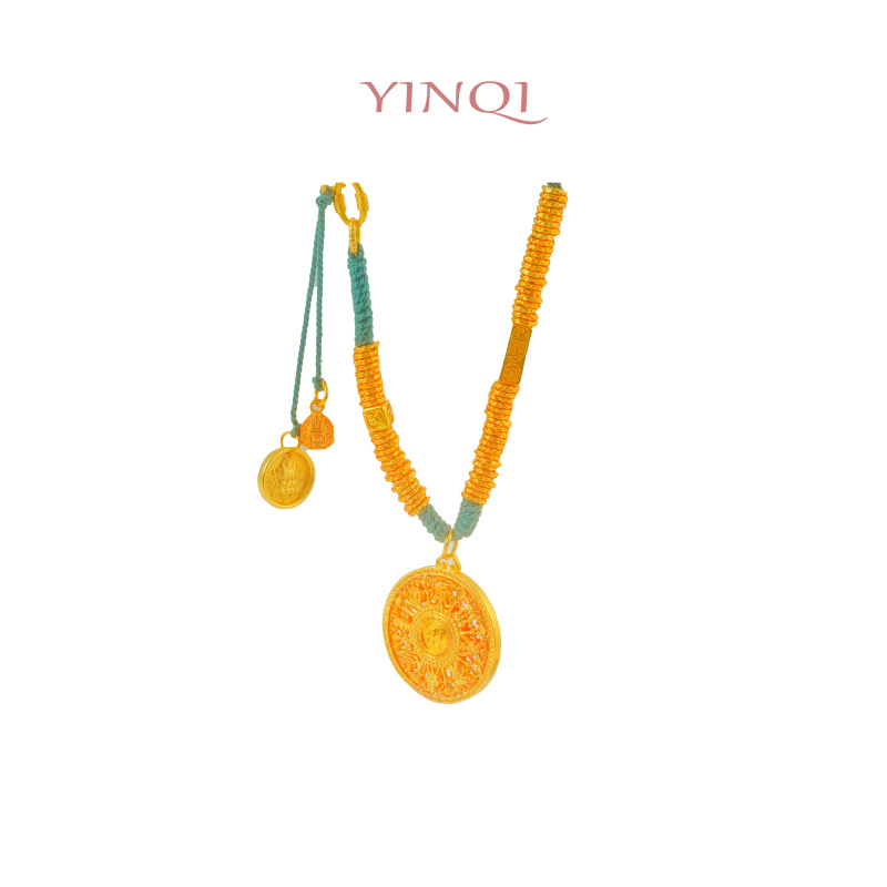 铜合金YINQI新中式国风八宝罗盘项链2118