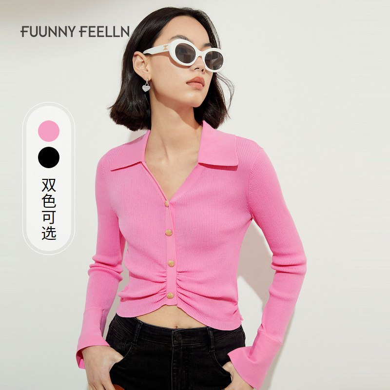 【达人专属】FF||仿佛针织衫女薄款套头翻领上衣开衫FZ00951