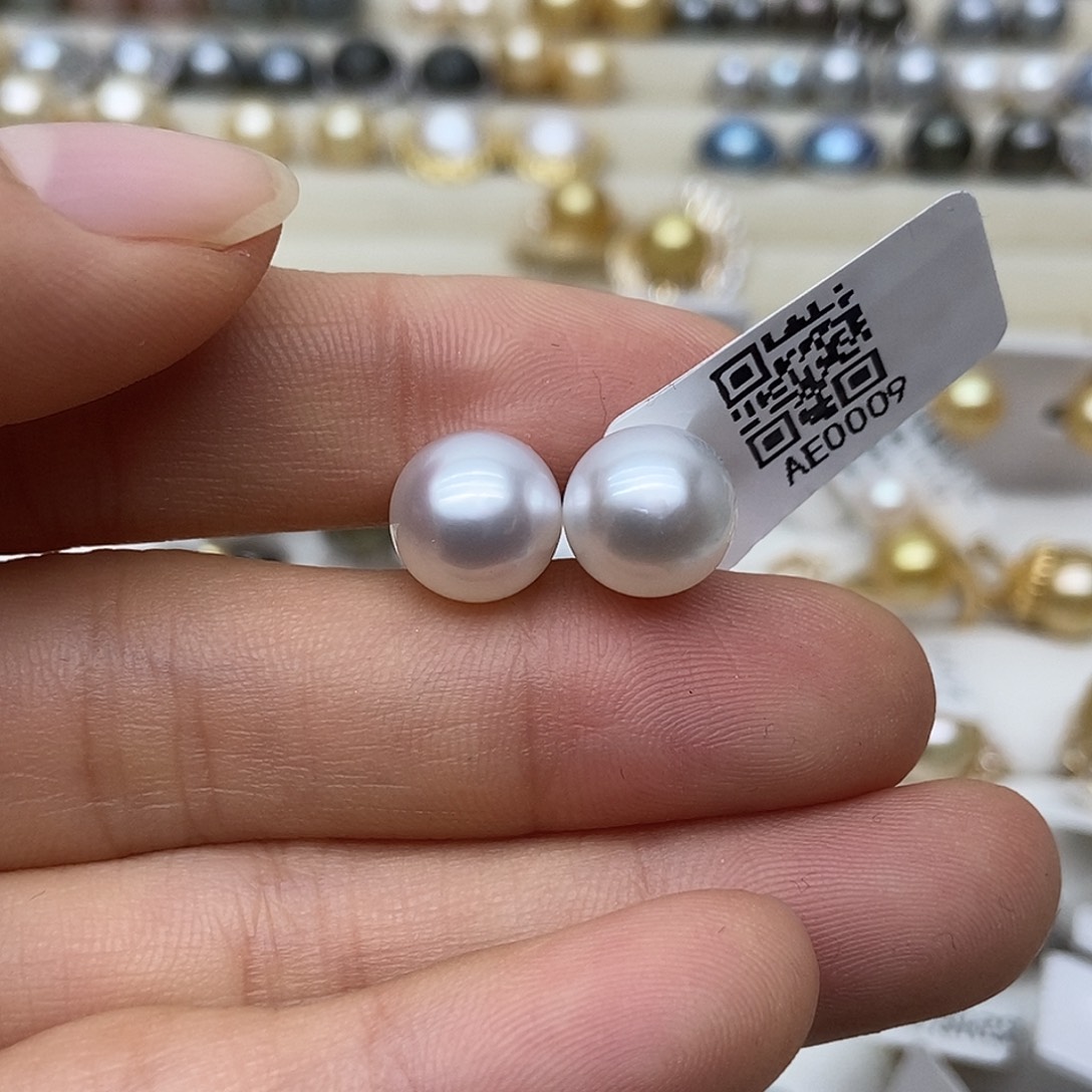 海水珍珠银S925镶嵌耳饰AE0009
