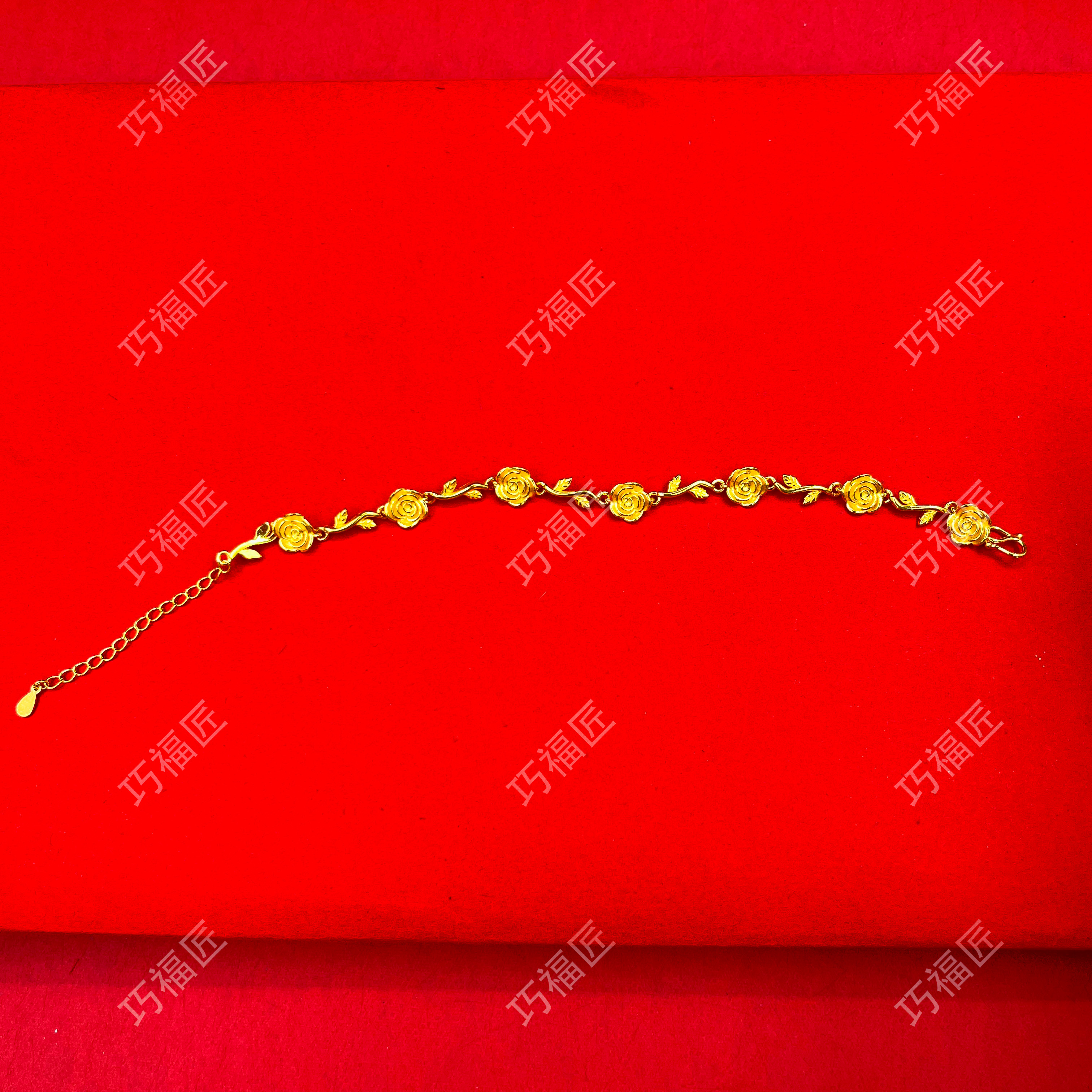 足银手链 玫瑰花手链 气质百搭编织素款中古金色素链不掉色