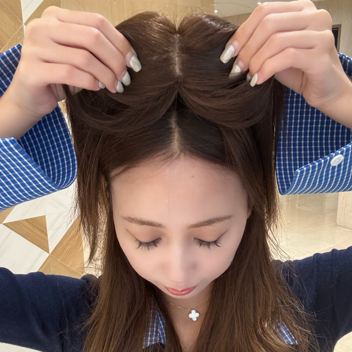 【星芒金箔系列】加长款隐形高颅顶全真发手工钩织透气补发片增发量