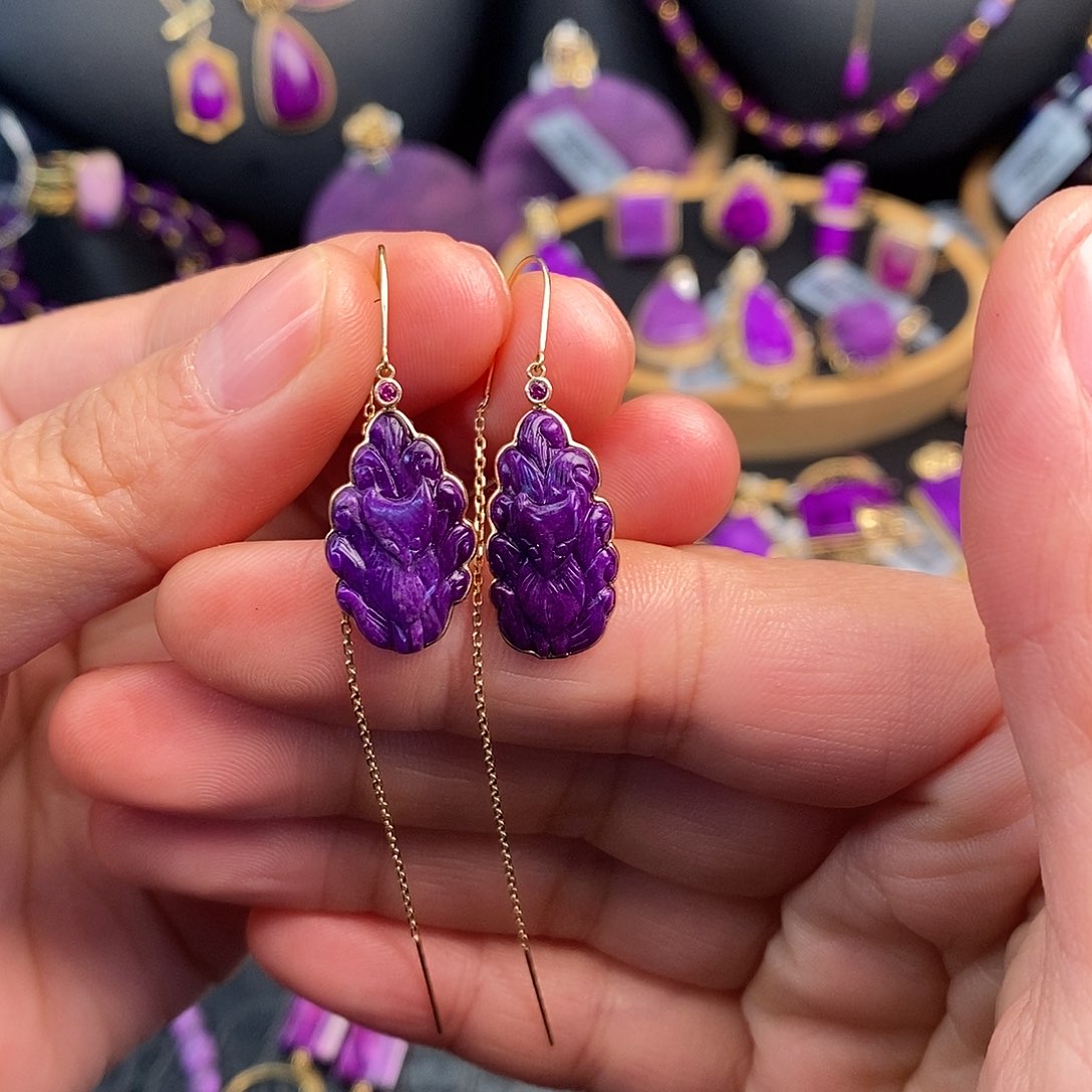 苏纪石（舒俱来）耳饰18K金镶嵌