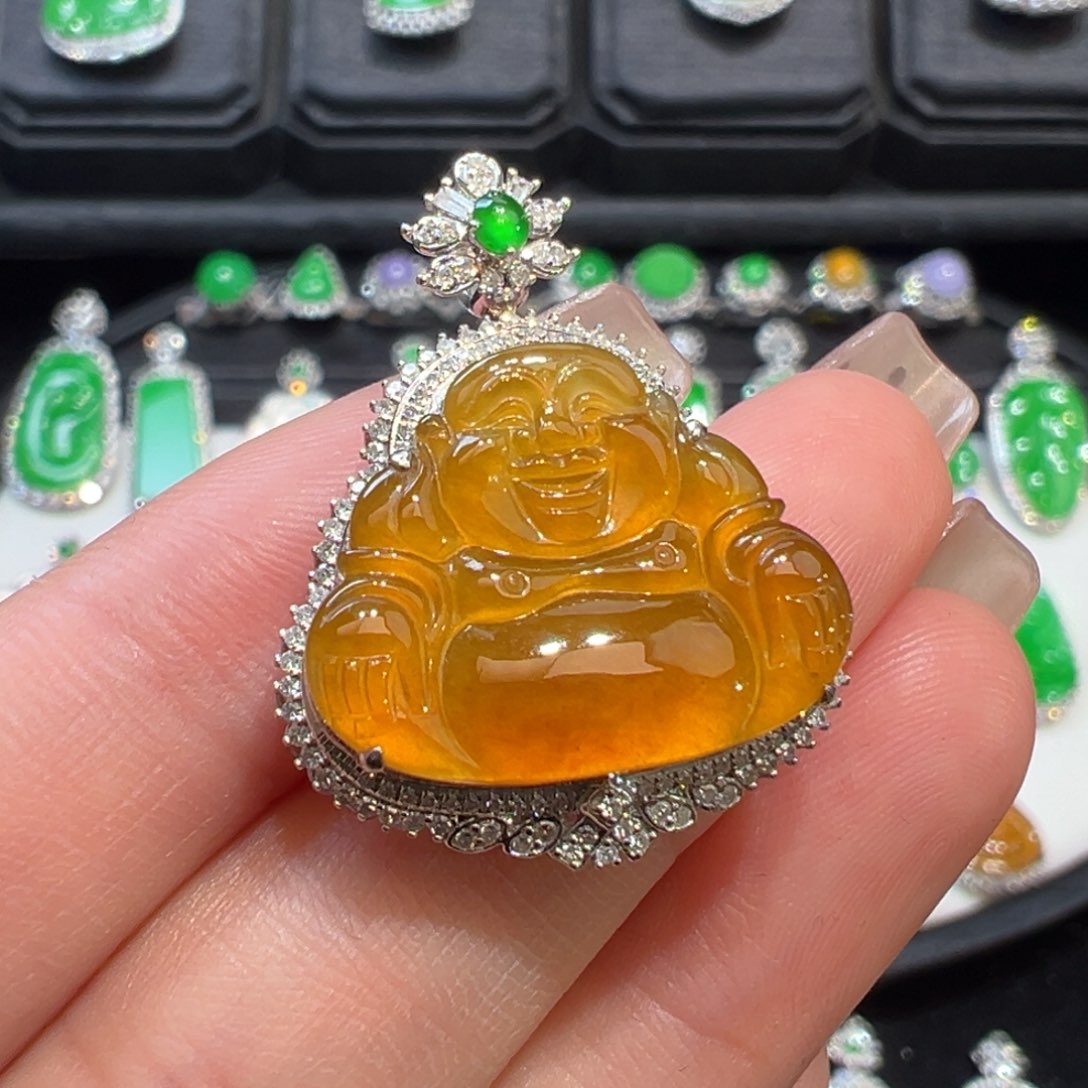 翡翠吊坠(不含链)18K金镶嵌收到货48小时鉴赏期