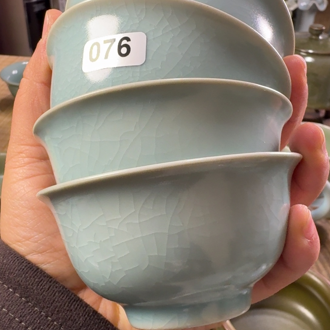五*形汝州原矿汝瓷仿古全品压手，手工