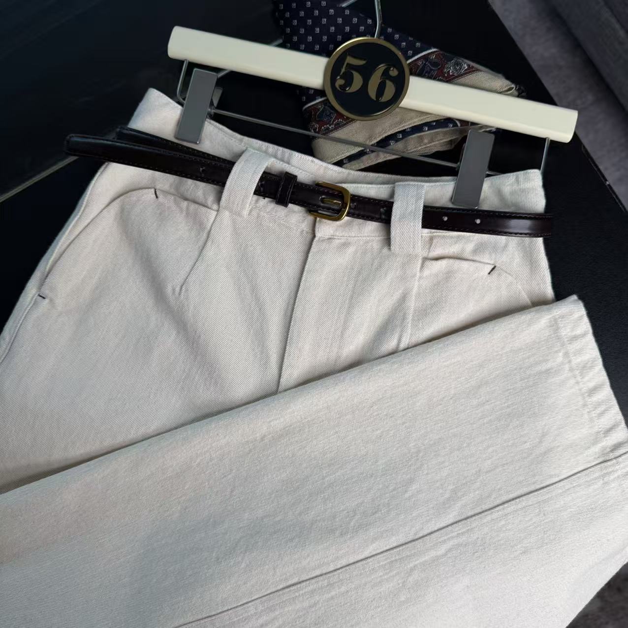 EssAim-0056 休闲风香蕉裤中腰秋季常规牛仔裤简约韩版夏季裤子