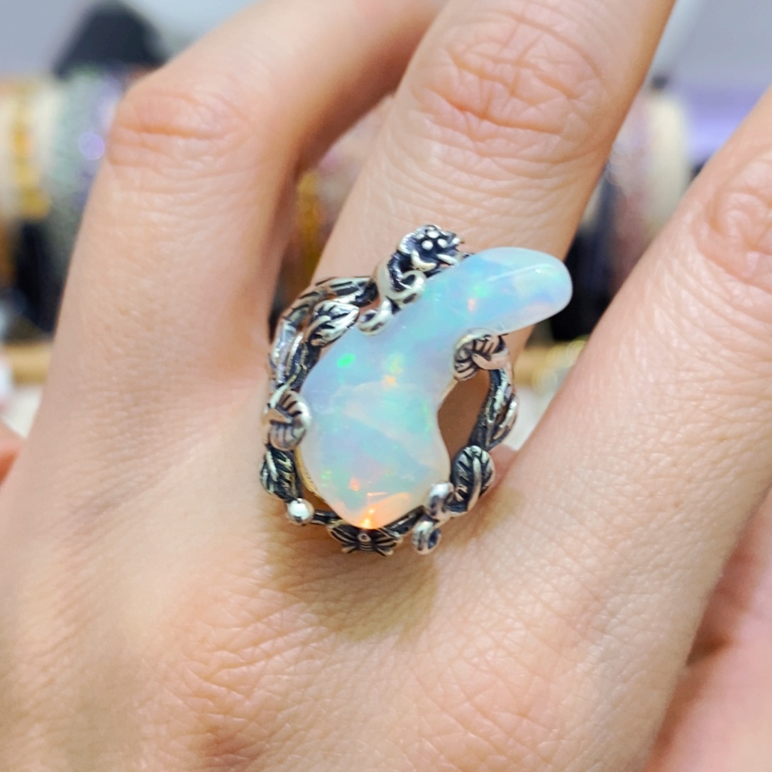 欧泊戒指银S925镶嵌戒指